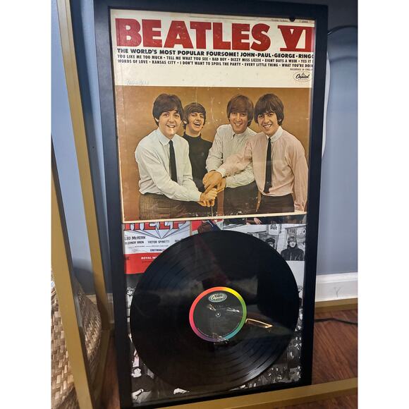 Handmade Hazey Autumn Framed Beatles VI Vinyl Collage Wall Art Ready to Display - Picture 3 of 11